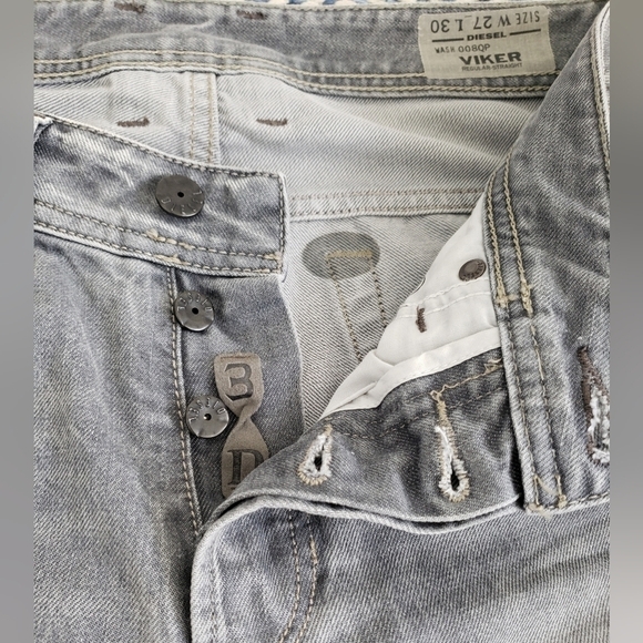 Diesel Men's Viker Regular Straight Fit Jeans size W 27 L 30 Wash 008QP or Gray - Picture 12 of 16